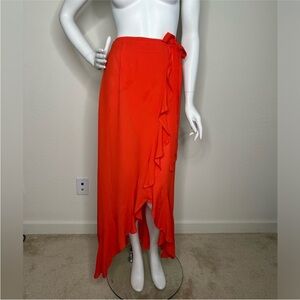 WE WORE WHAT MIA ORANGE WRAP MAXI SKIRT XS RUNS BIG